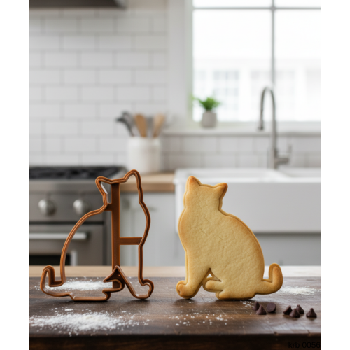 Kedi Figürlü Midi Boy Kurabiye Kalıbı Hamur Kesici Şeker ve Oyun Hamuru İçin Tek  Parça