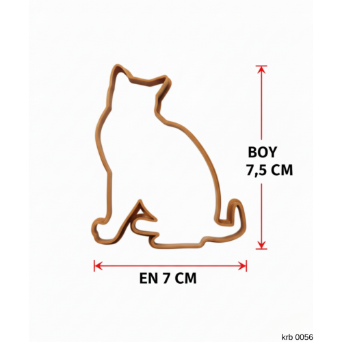 Kedi Figürlü Midi Boy Kurabiye Kalıbı Hamur Kesici Şeker ve Oyun Hamuru İçin Tek  Parça
