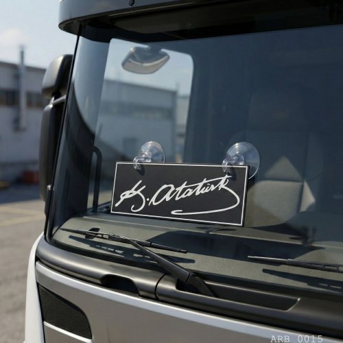 Atatürk İmzalı Kamyon ve Araba Ön Cam Yazısı Vantuzlu 25cmx8cmx4mm