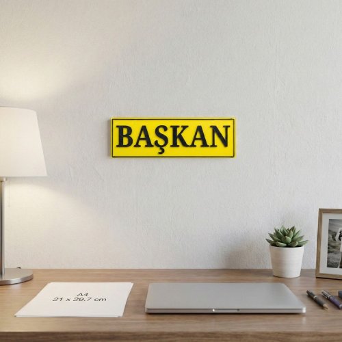 Başkan Yazılı Dekoratif Tabela 25cmx8cmx4mm
