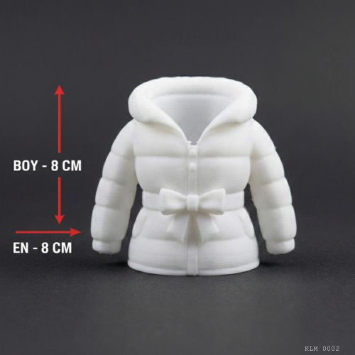 Beyaz Kapüşonlu Fiyonklu Bayan Mont Formlu  Kalemlik Masaüstü Plastik Düzenleyici