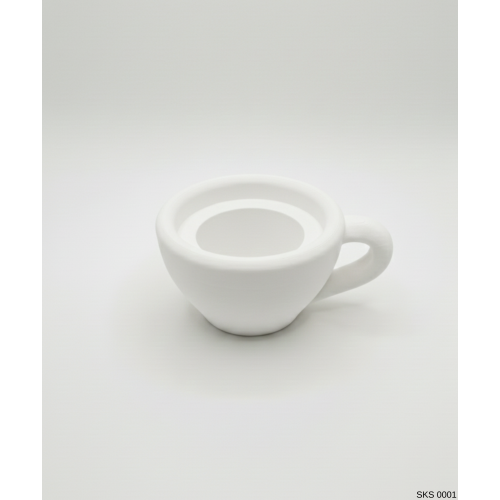 Beyaz Mini Dekoratif Fincan Şeklinde Saksı 6 Cm Masa Üstü Ofis Ev Dekoru