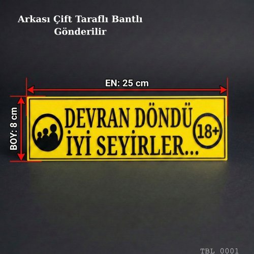 Devran Döndü İyi Seyirler Yazılı Dekoratif Duvar Tabelası 25cmx8cmx4mm