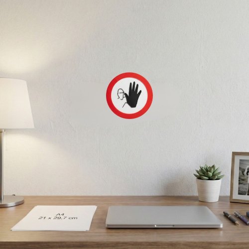 Dikkat Uyarı İşareti Dekoratif Yuvarlak Tabela 13cmx13cm x4mm