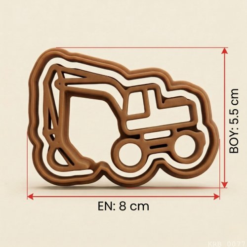 3Lü Ekskavatör Figürlü Hamur Şekillendirici Kurabiye Kalıbı Oyun Hamuru Kalıbı 8 cm
