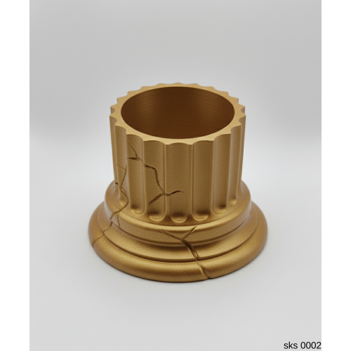 Gold Klasik Sütun Form Mini Dekoratif Saksi 7 Cm Masa Ustu Ofis Dekoru