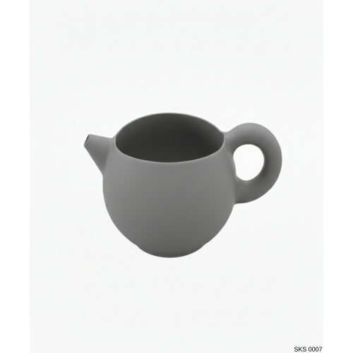 Gri Çaydanlık Seklinde Mini Dekoratif Saksı 6 Cm Masa Ustu Ofis Dekoru