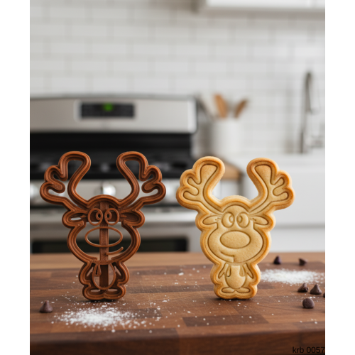 Gülen Geyik Figürlü Kurabiye Kalıbı ve Hamur Kesici Şeker ve Oyun Hamuru İçin Tek Parça Kalıp