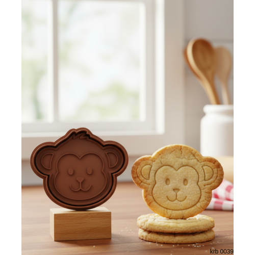 Gülümseyen Maymun Yüzü Kurabiye Kalıbı Çift Parça Hamur Kesici Şeker ve Oyun Hamuru 