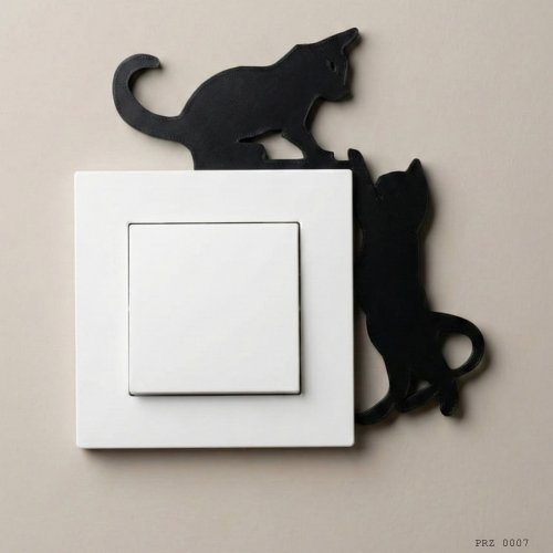 İki Kedi Figürlü Anahtar Priz Dekoru
