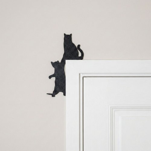 İki Kedi Figürlü Kapı Köşe Dekoru