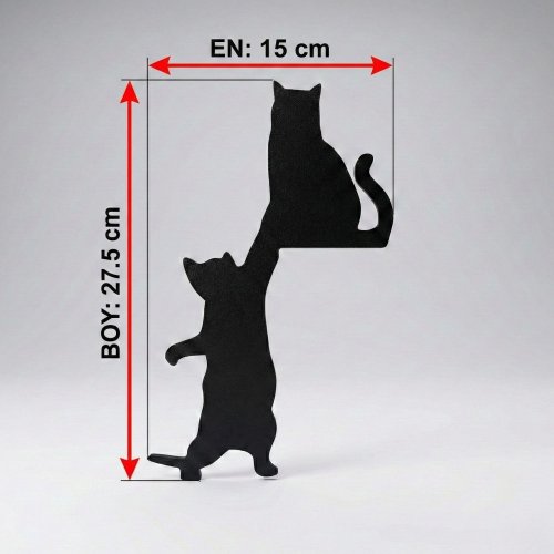 İki Kedi Figürlü Kapı Köşe Dekoru