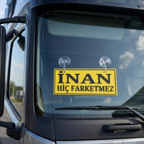 İnan Hiç Farketmez Kamyon ve Araba Ön Cam Yazısı Vantuzlu 25cmx8cmx4mm