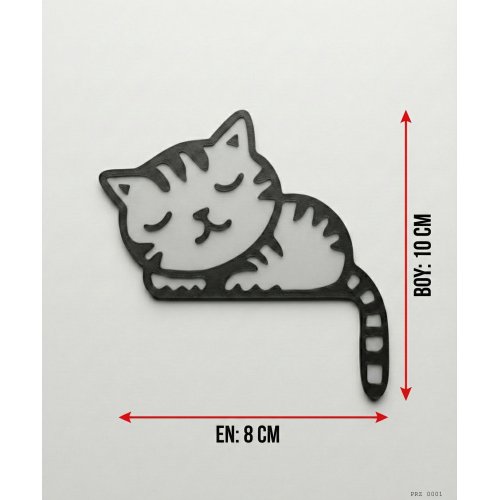 Uyuyan Kedi Figürlü Anahtar Priz Dekoru Siyah Beyaz 
