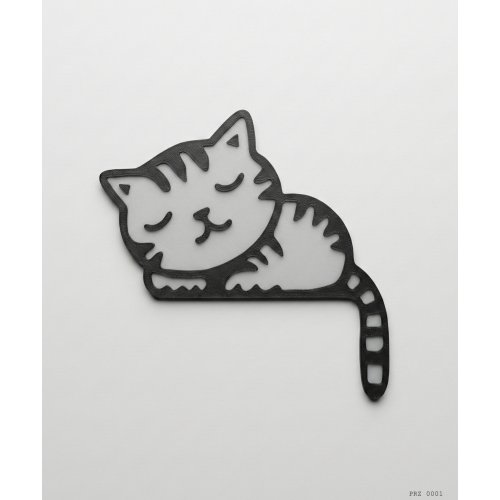 Uyuyan Kedi Figürlü Anahtar Priz Dekoru Siyah Beyaz 