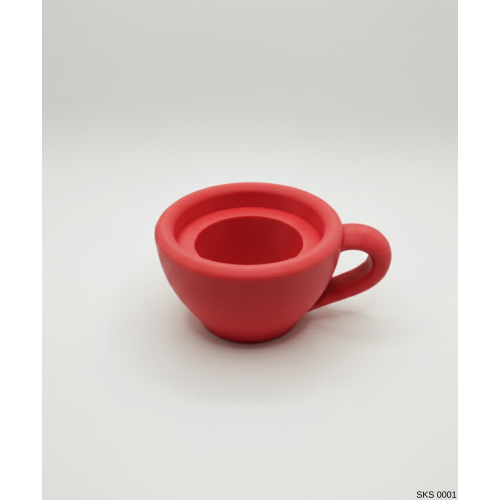 Kırmızı Mini Dekoratif Fincan Şeklinde Saksı – 6 Cm Masaüstü & Ofis Dekoru