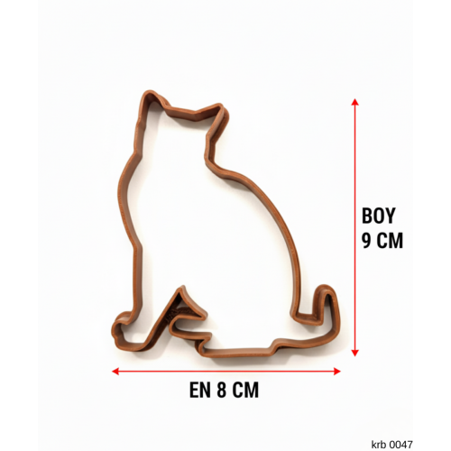 Kedi Figürlü Maxi Boy Kurabiye Kalıbı Hamur Kesici Şeker ve Oyun Hamuru İçin Tek  Parça