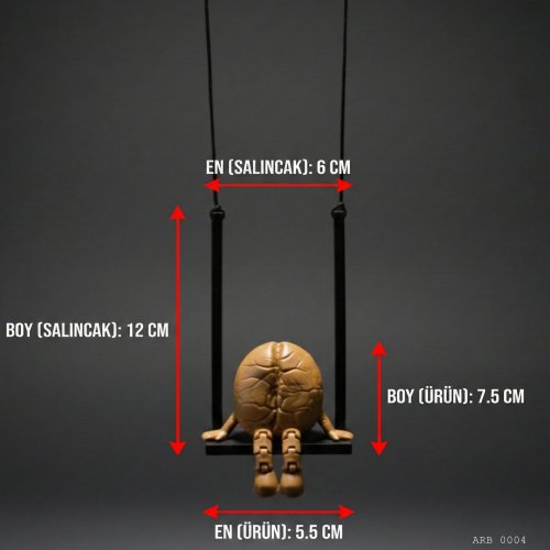 Salıncaklı Kahve Çekirdeği Figürlü Dikiz Aynası Süsü Araç İçi Dekoratif Asma Aksesuar
