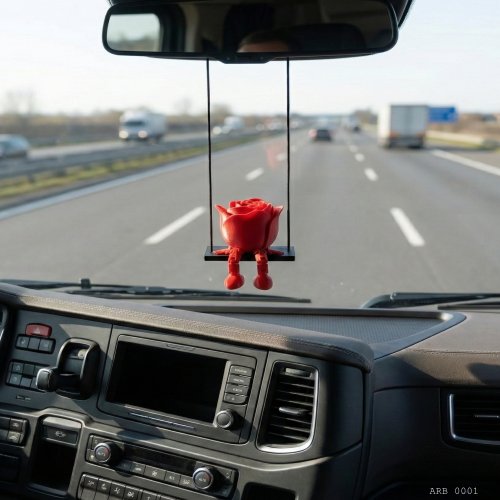 Salıncaklı Gül Figürlü Dikiz Aynası Süsü Araç İçi Dekoratif Asma Aksesuar