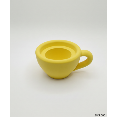 Sarı Mini Dekoratif Fincan Şeklinde Saksı – 6 Cm Masaüstü & Ofis Dekoru
