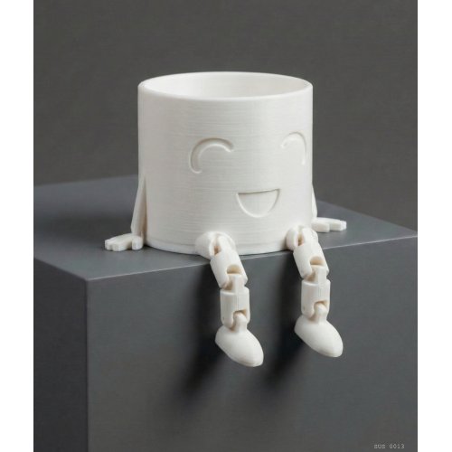 Sarkık Ayaklı Beyaz Gülümseyen Büyük Boy Mini Saksı