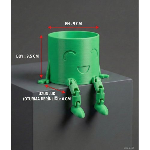 Sarkık Ayaklı Beyaz Gülümseyen Büyük Boy Mini Saksı