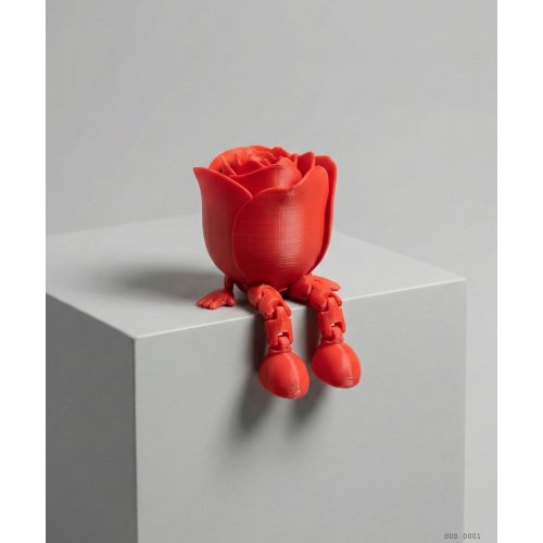 Sarkık Ayaklı Kırmızı Gül Dekor Biblo