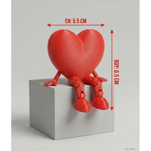 Sarkık Ayaklı Kırmızı Kalp Dekor Biblo