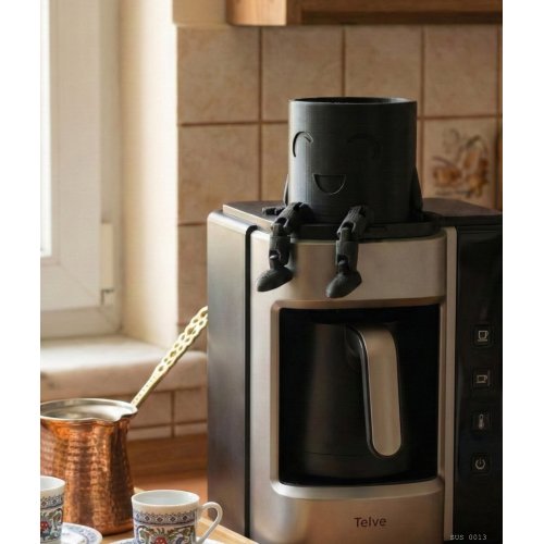 Sarkık Ayaklı Siyah Gülümseyen Büyük Boy Mini Saksı