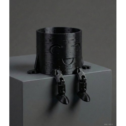 Sarkık Ayaklı Siyah Gülümseyen Büyük Boy Mini Saksı