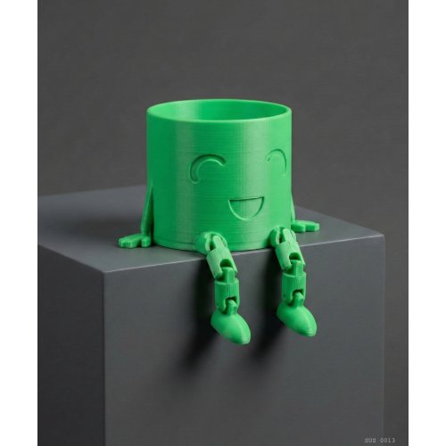 Sarkık Ayaklı Yeşil Gülümseyen Büyük Boy Mini Saksı