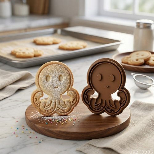 Sevimli Ahtapot Hamur Şekillendirici Kurabiye Kalıbı Oyun Hamuru Kalıbı 9 cm