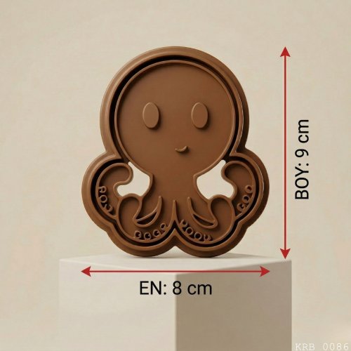 2Li Sevimli Ahtapot Hamur Şekillendirici Kurabiye Kalıbı Oyun Hamuru Kalıbı 9 cm