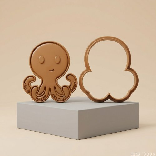 2Li Sevimli Ahtapot Hamur Şekillendirici Kurabiye Kalıbı Oyun Hamuru Kalıbı 9 cm
