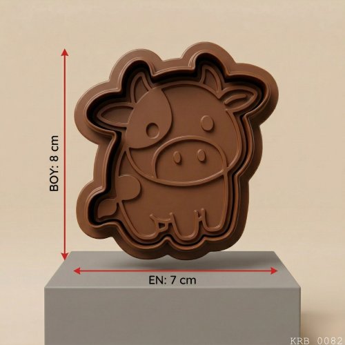 5Li Sevimli İnek Figürlü Hamur Şekillendirici Kurabiye Kalıbı Oyun Hamuru Kalıbı 8 cm