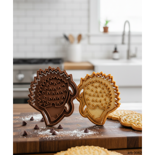 Sevimli Kirpi Figürlü Kurabiye Kalıbı ve Hamur Kesici Şeker ve Oyun Hamuru İçin İki Parça Kalıp