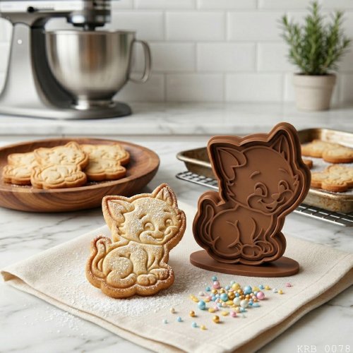 Sevimli Oturan Kedi Hamur Şekillendirici Kurabiye Oyun Hamuru Kalıbı 9 cm