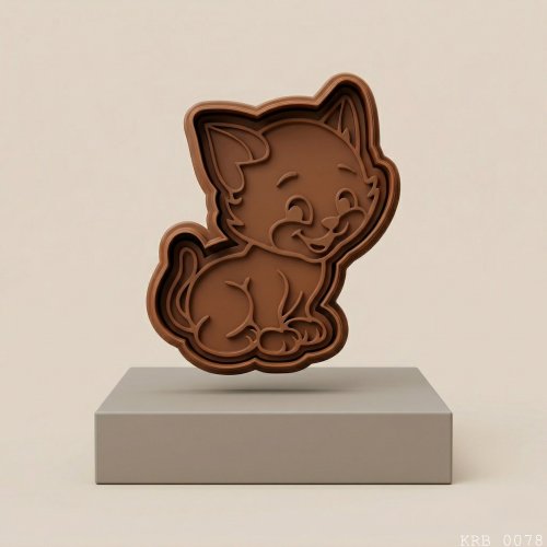 2Li Sevimli Oturan Kedi Hamur Şekillendirici Kurabiye Oyun Hamuru Kalıbı 9 cm