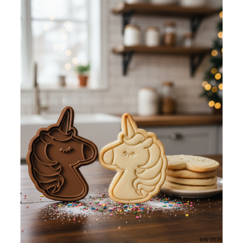 Sevimli Unicorn Kurabiye Kalıbı Tek Boynuzlu At Figürlü Çift Parça Şeker ve Oyun Hamuru Kesici 