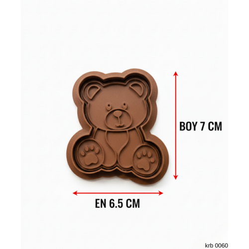 Sevimli Yavru Ayı Figürlü Kurabiye Kalıbı ve Hamur Kesici Şeker Oyun Hamuru İçin İki Parça 