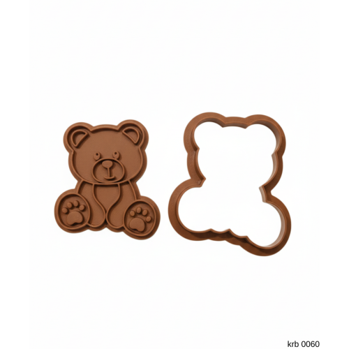 Sevimli Yavru Ayı Figürlü Kurabiye Kalıbı ve Hamur Kesici Şeker Oyun Hamuru İçin İki Parça 