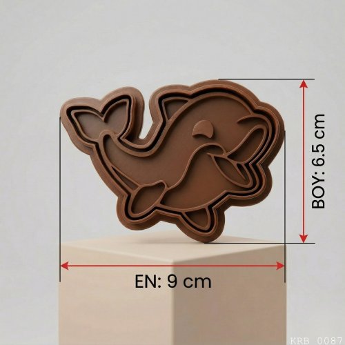 2Li Sevimli Yunus Hamur Şekillendirici Kurabiye Kalıbı Oyun Hamuru Kalıbı 9 cm