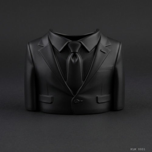 Siyah Ceket Formlu Kravatlı Dekoratif Kalemlik Masaüstü Plastik Düzenleyici