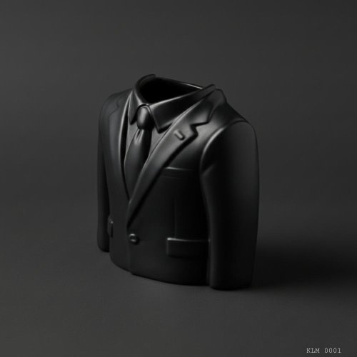 Siyah Ceket Formlu Kravatlı Makyaj Fırçalığı Masaüstü Kozmetik Düzenleyici