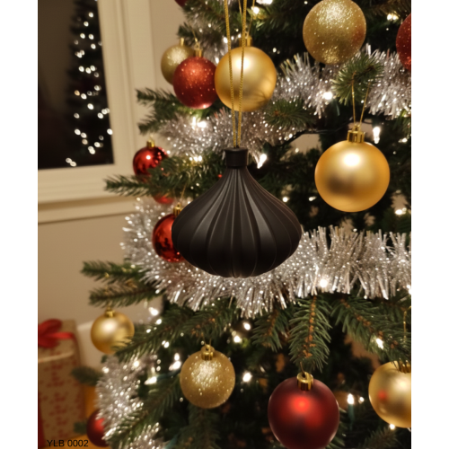 Siyah Spiral Desenli Büyük Boy Dekoratif Yılbaşı Süsü