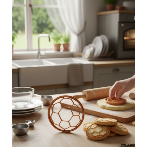 Top Desenli Yuvarlak Kurabiye Kalıbı Hamur Kesici Şeker ve Oyun Hamuru İçin 6.5 cm