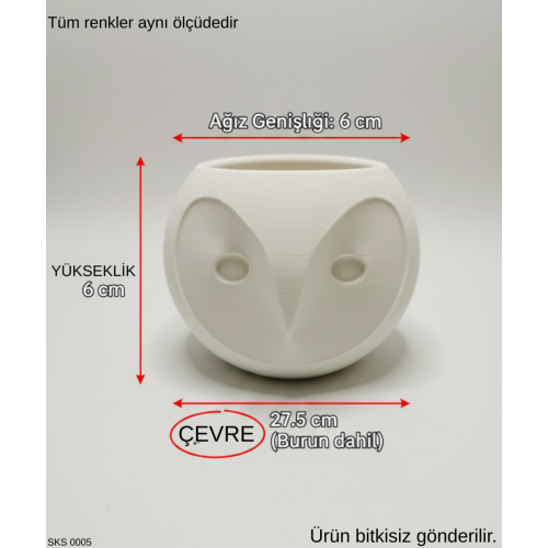 turuncu Baykuş Figürlü Mini Dekoratif Saksı 6 Cm Masaüstü Ofis Dekoru