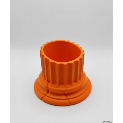 Turuncu Klasik Sütun Form Mini Dekoratif Saksı 7 Cm Masa Ustu Ofis Dekoru