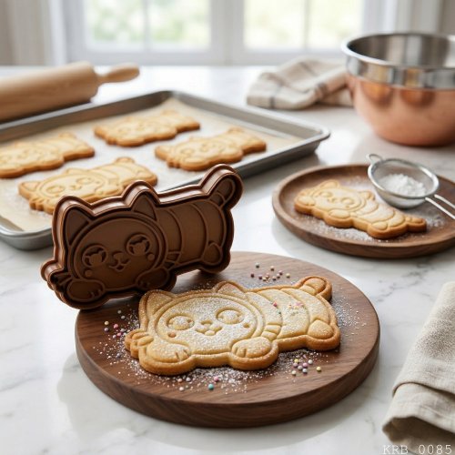 Yatan Sevimli Kedi Hamur Şekillendirici Kurabiye Kalıbı Oyun Hamuru Kalıbı 7 cm