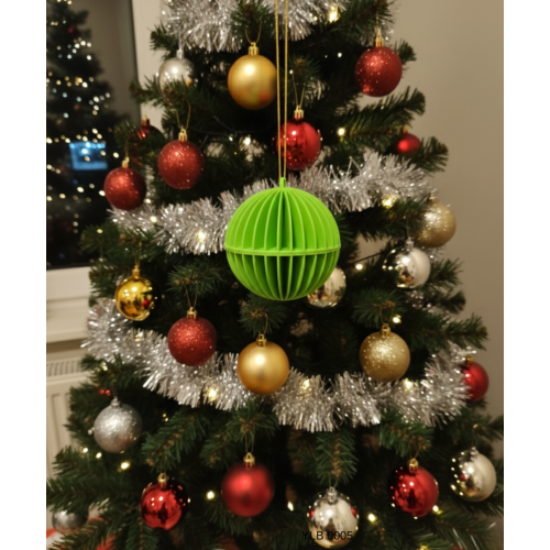 Yeşil Dikey Çizgili Yuvarlak Dekoratif Yılbaşı Süsü